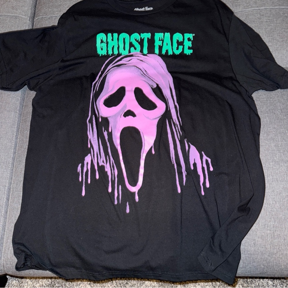 NWT Ghostface Scream Neon T-Shirt Horror Halloween Size S Black